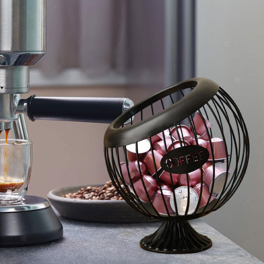 Coffee Capsule Storage Basket | Metal Coffee Pod Organizer | Countertop Coffee Holder