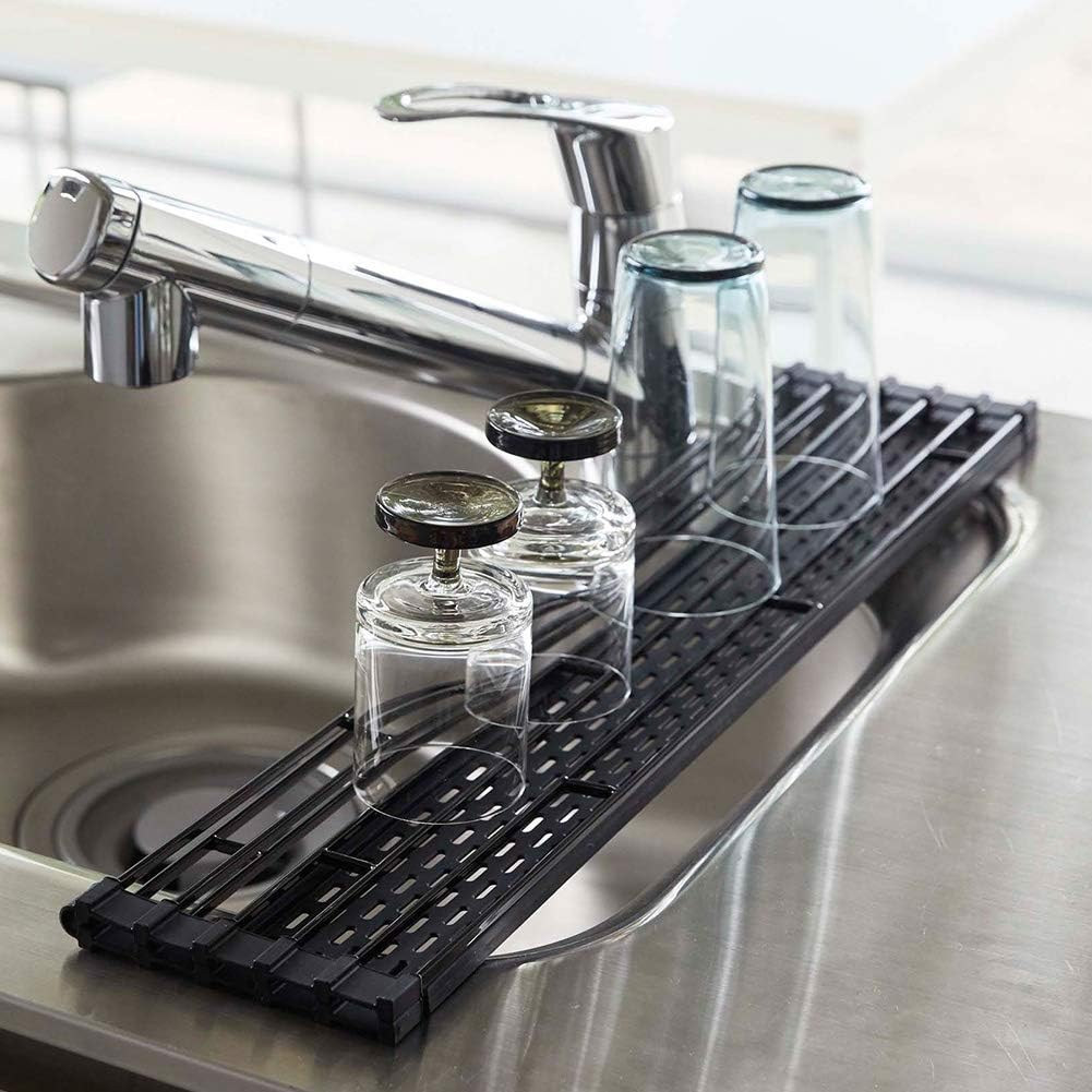 Foldable Over-the-Sink Dish Drying Rack | Roll-Up Kitchen Drain Rack | Multipurpose Sink Organizer