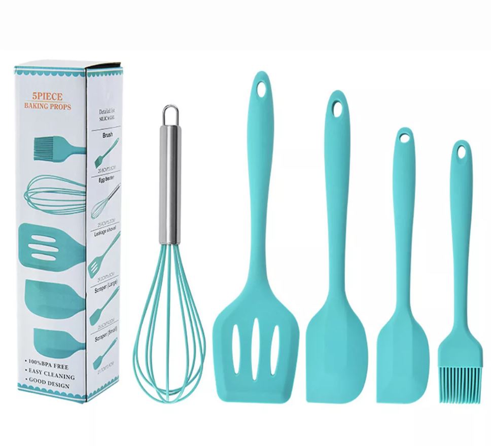 5-Piece Silicone Baking & Cooking Utensils Set – Non-Stick, Heat-Resistant Kitchen Utensils for Cooking & Baking, Durable & Dishwasher Safe Easy to Clean