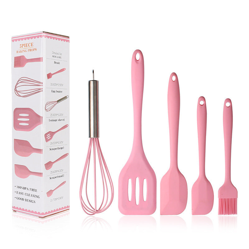 5-Piece Silicone Baking & Cooking Utensils Set – Non-Stick, Heat-Resistant Kitchen Utensils for Cooking & Baking, Durable & Dishwasher Safe Easy to Clean