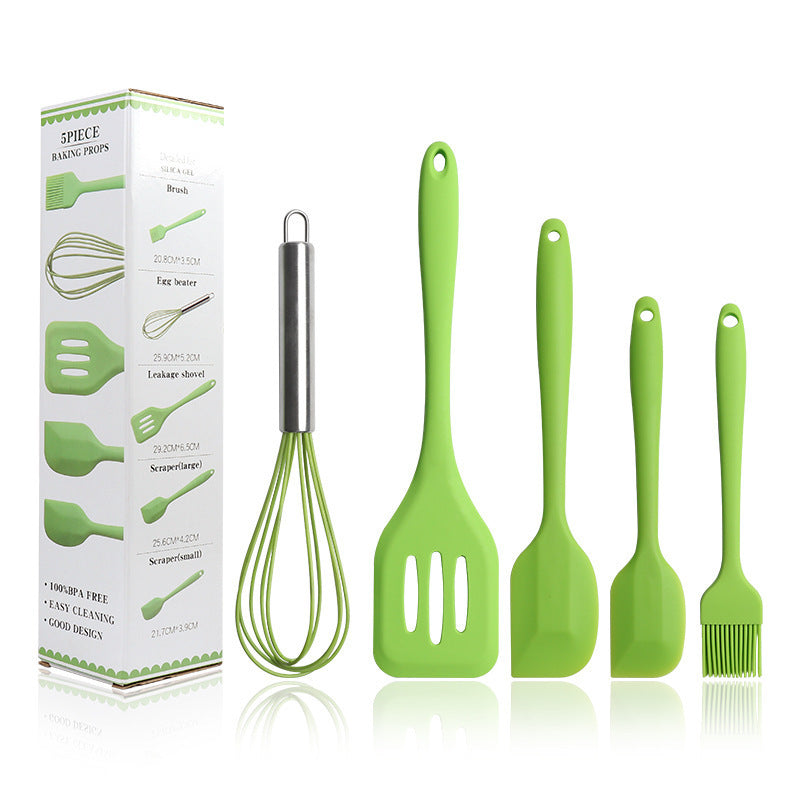 5-Piece Silicone Baking & Cooking Utensils Set – Non-Stick, Heat-Resistant Kitchen Utensils for Cooking & Baking, Durable & Dishwasher Safe Easy to Clean