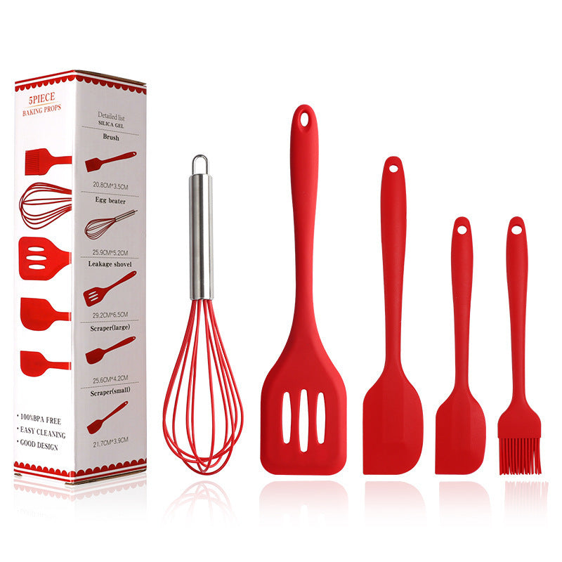 5-Piece Silicone Baking & Cooking Utensils Set – Non-Stick, Heat-Resistant Kitchen Utensils for Cooking & Baking, Durable & Dishwasher Safe Easy to Clean