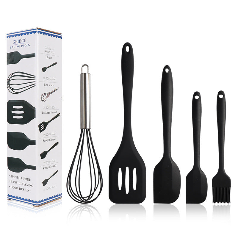 5-Piece Silicone Baking & Cooking Utensils Set – Non-Stick, Heat-Resistant Kitchen Utensils for Cooking & Baking, Durable & Dishwasher Safe Easy to Clean