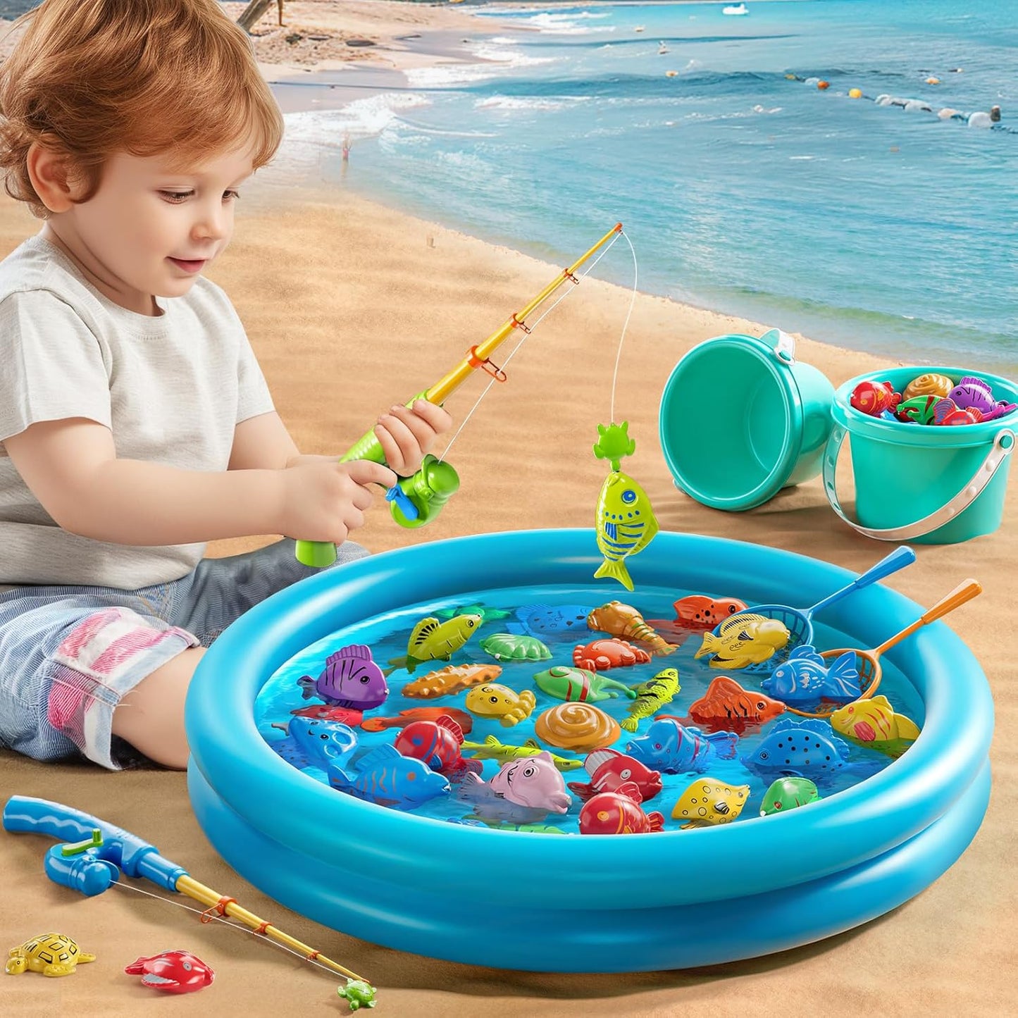 Kids Fishing Toy Set – Pool, Rods & Colorful Sea Animals