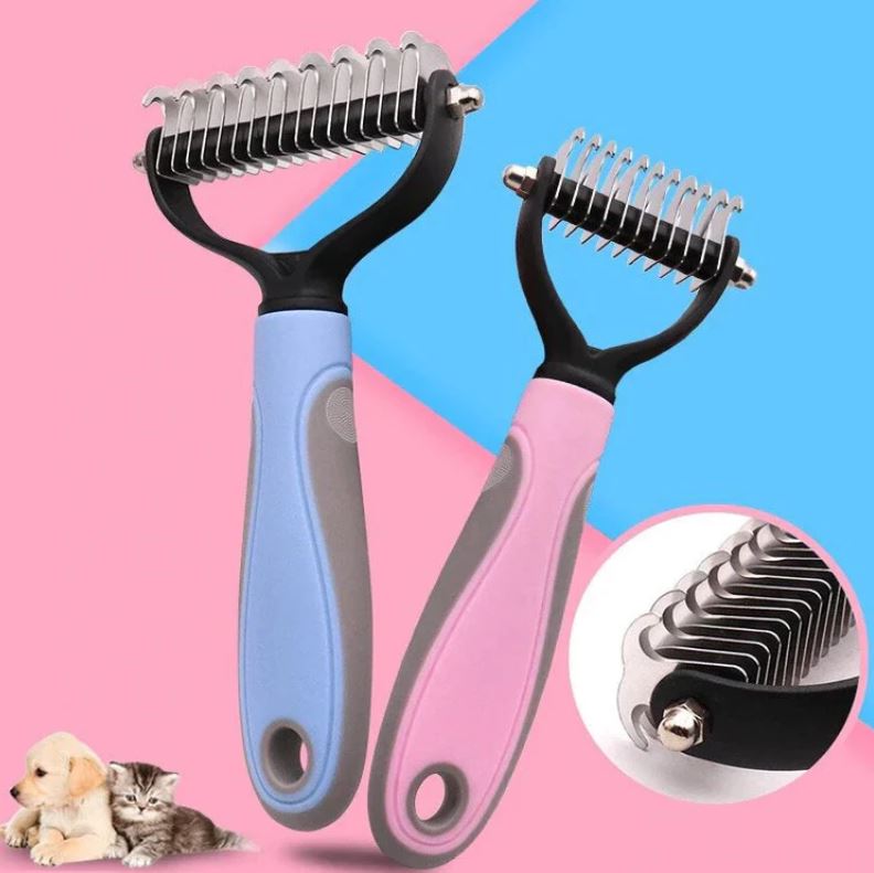 Double-Sided Pet Dog Brush – Dog & Cat Grooming Brush for Short or Long Hair – Deshedding Comb, Shedding Tool, Fur Trimming & Dematting Brush – Removes Loose Hair & Dead Skin