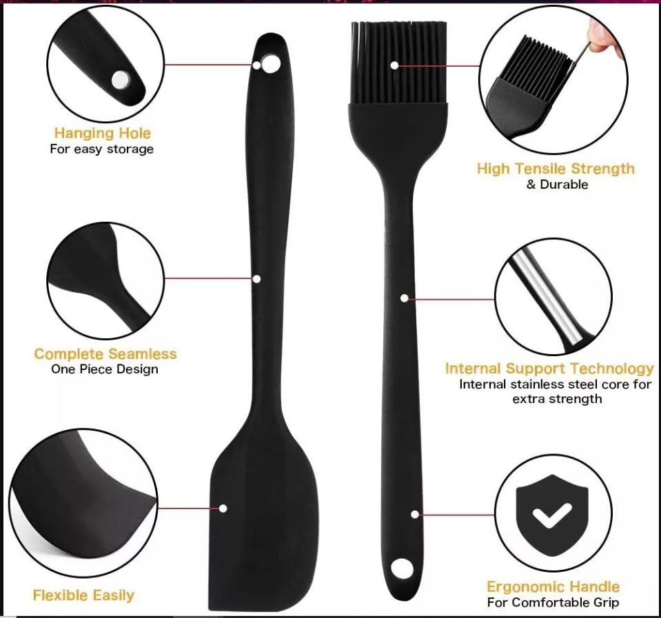 5-Piece Silicone Baking & Cooking Utensils Set – Non-Stick, Heat-Resistant Kitchen Utensils for Cooking & Baking, Durable & Dishwasher Safe Easy to Clean